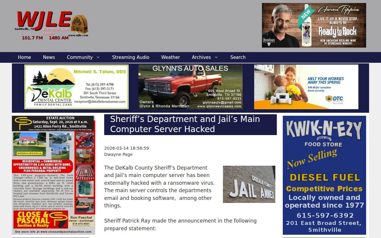 DeKalb County booking software interruption report affecting recent arrest intake