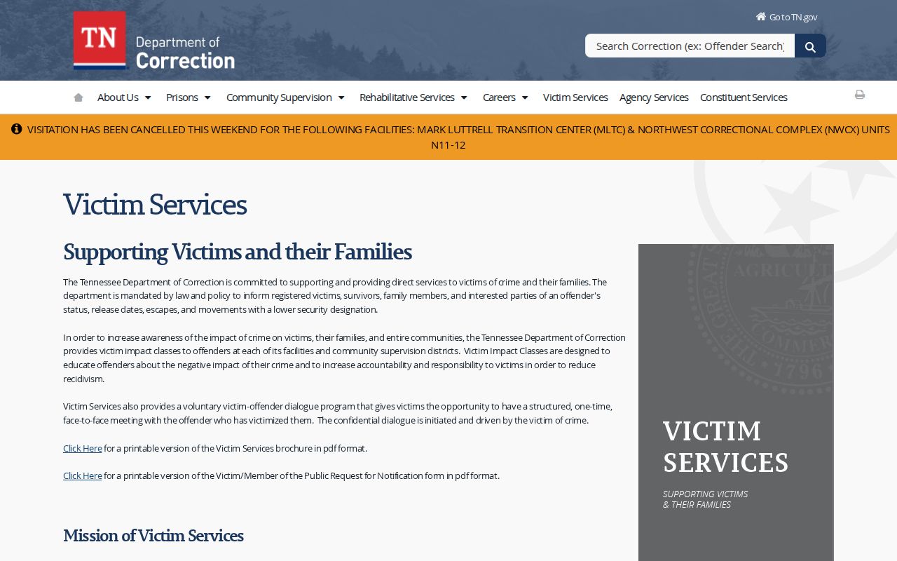 Tennessee VINE notification instructions for DeKalb County custody alerts